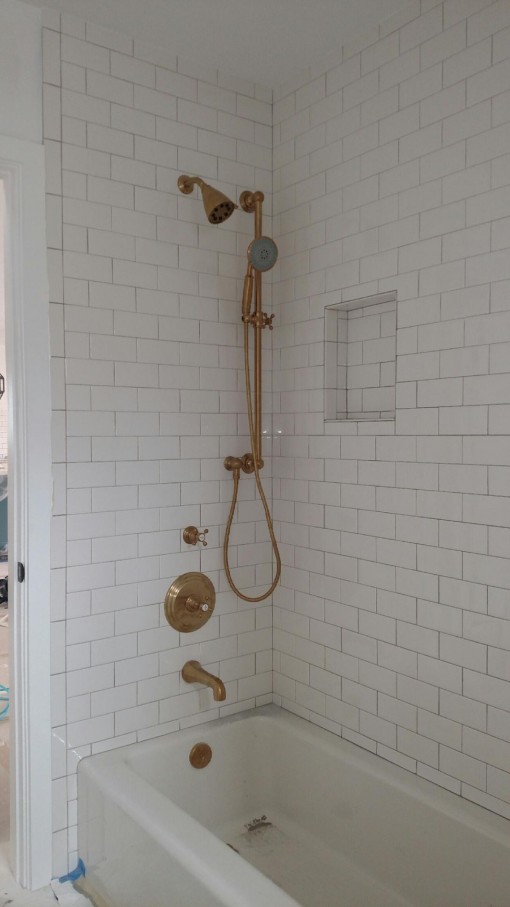 brass hall bath shower | casa covet living