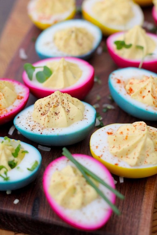 Naturally Dyed Deviled Eggs